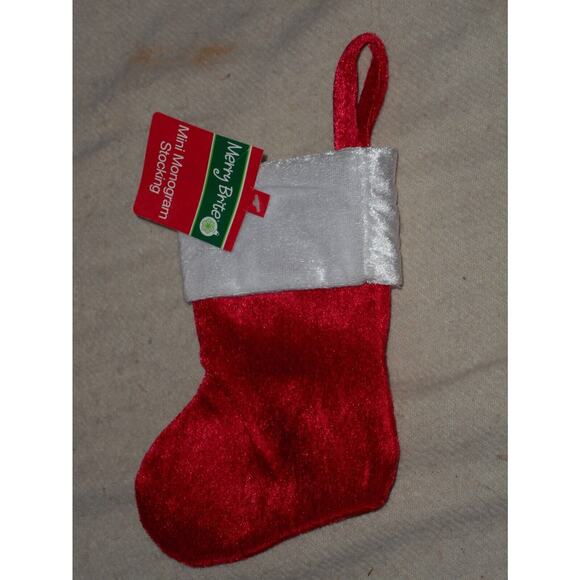 Lower Case h Monogram on MINI 8"X6" Red Christmas Stocking by Merry Brite - Picture 2 of 2